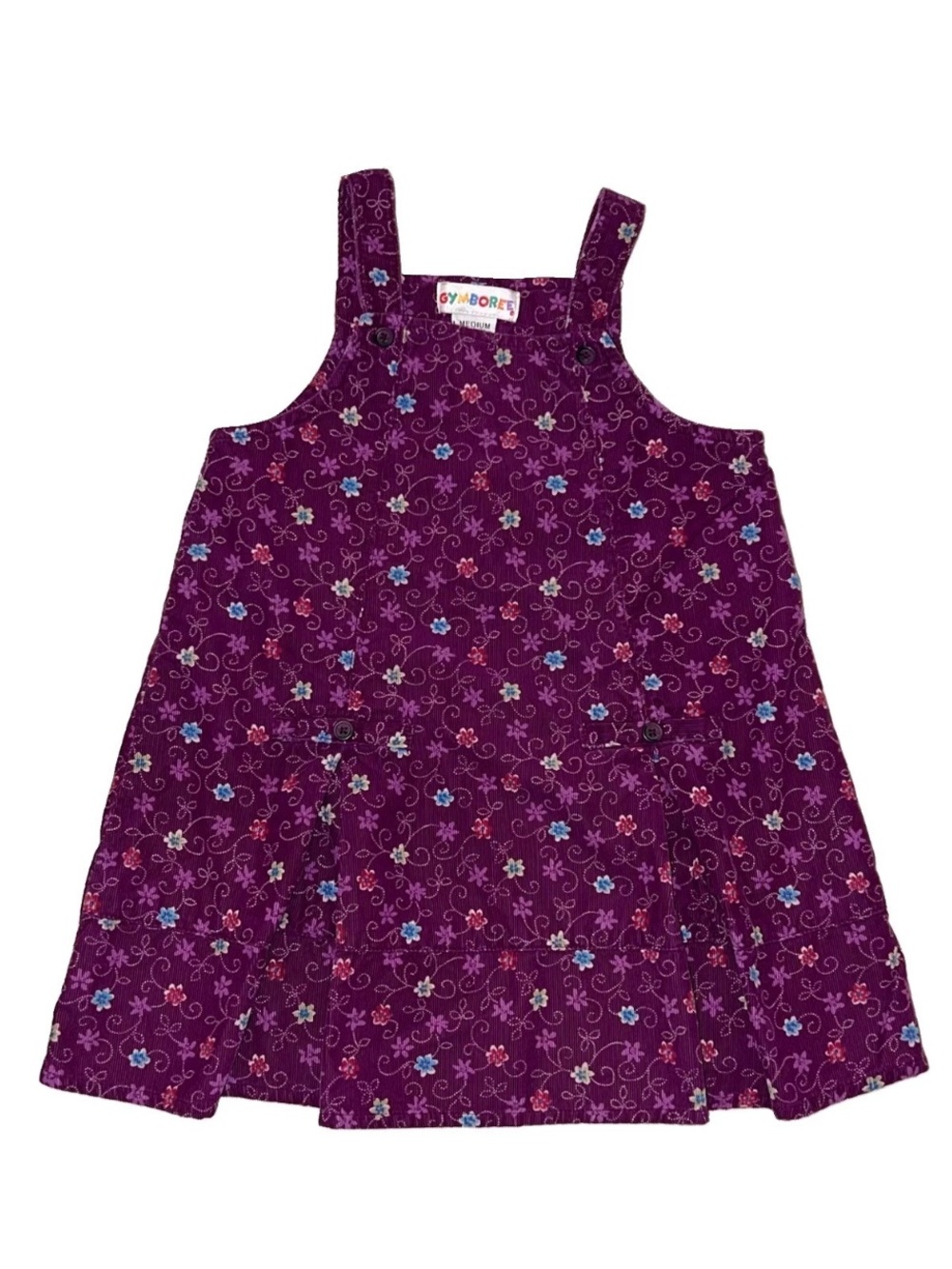 Gymboree Vintage 90s Y2K Toddler Girl Floral Corduroy Dress 3-4 Years